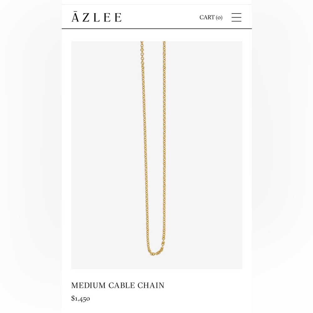 18k yellow gold designer Azlee cable chain